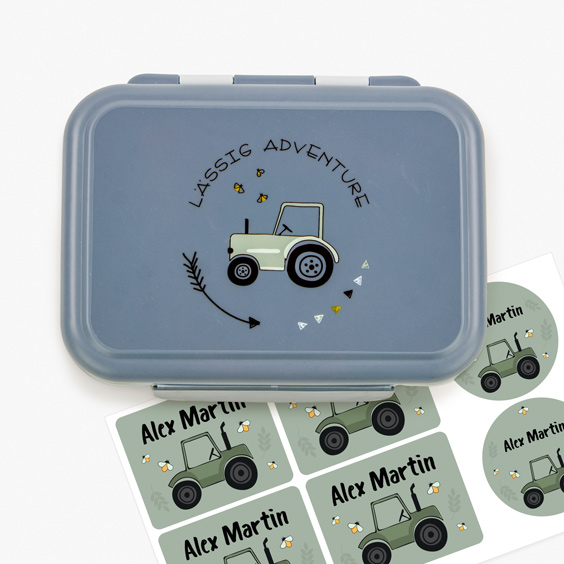 Lunch box per bambini Trattore di Lässig personalizzabile