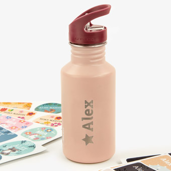 Customisable Engraved Pink Bottle for Kids by Lässig