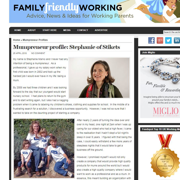 Mumpreneur profile: Stephanie of Stikets