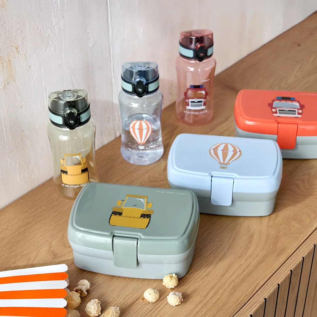 Set lunch box e borraccia per bambini Escavatore dei Pompieri di Lässig personalizzabile