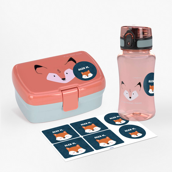 Fox Snack Box and Water Bottle Set by Lässig