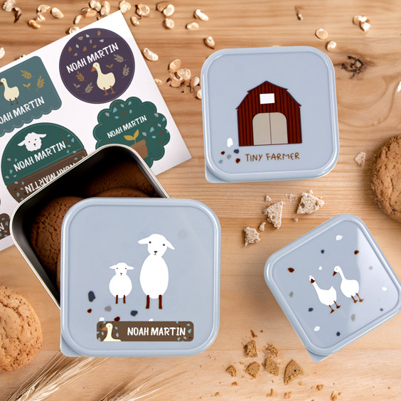 Tiny Farmer Set of 3 Children's Lunchboxes by Lässig Customizable