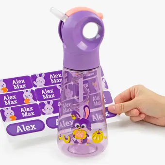 Personalisierte Kindertrinkflasche mit Blasenverschluss-Mundstück – Maped Minz Lapin