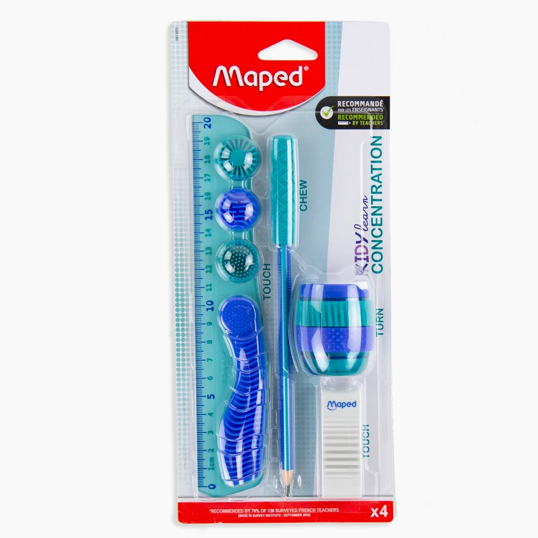 Kidy Learn Concentration School Accessories Kit by Maped – 4 Pieces