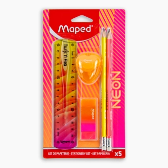 Maped Neon School Accessories Kit – 5 Pieces