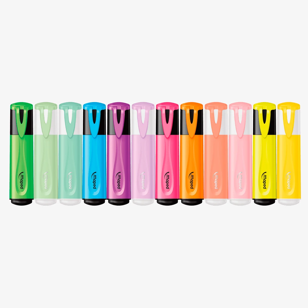 Maped-12 subrayadores Fluos vivos y pastel Maped-12 subrayadores Fluos vivos y pastel