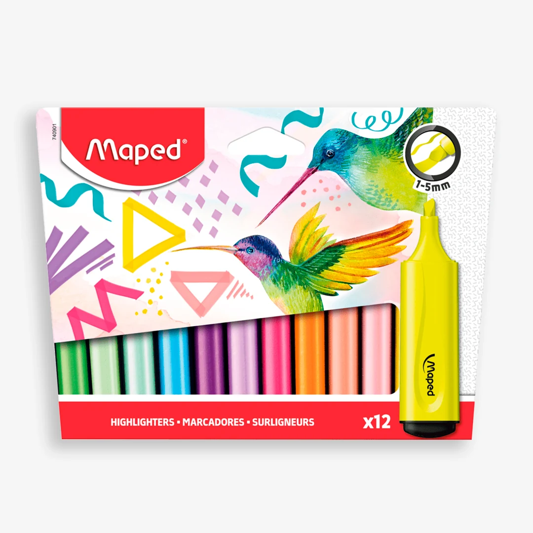 Maped-12 subrayadores Fluos vivos y pastel Maped-12 subrayadores Fluos vivos y pastel
