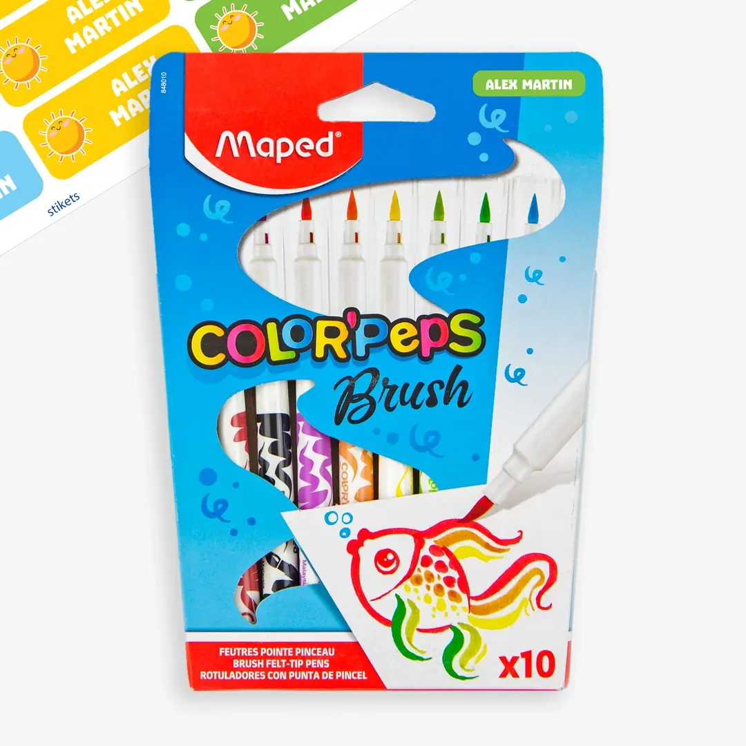 Caixa de 10 retoladors punta pinzell ultarrentables Maped per a nens