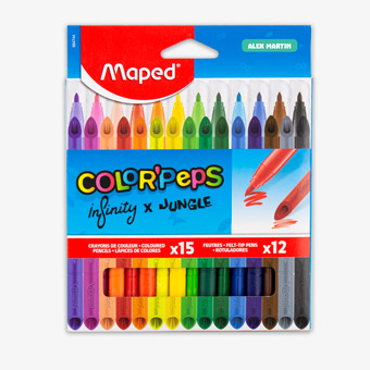 Malset mit 15 Infinity-Farbstiften + 12 Jungle-Filzstiften – Color’Peps Maped
