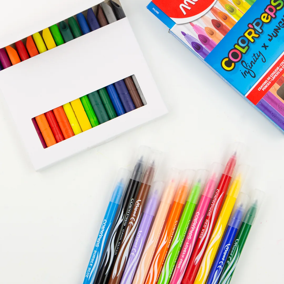 Colouring Case with 15 Infinity Pencils + 12 Jungle Markers – Maped Color’Peps