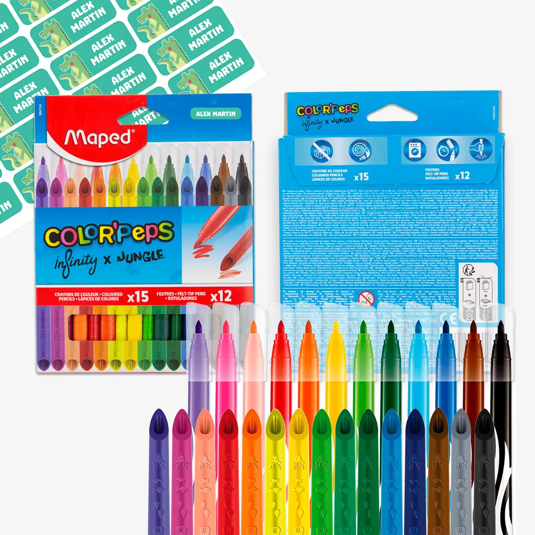 Colouring Case with 15 Infinity Pencils + 12 Jungle Markers – Maped Color’Peps