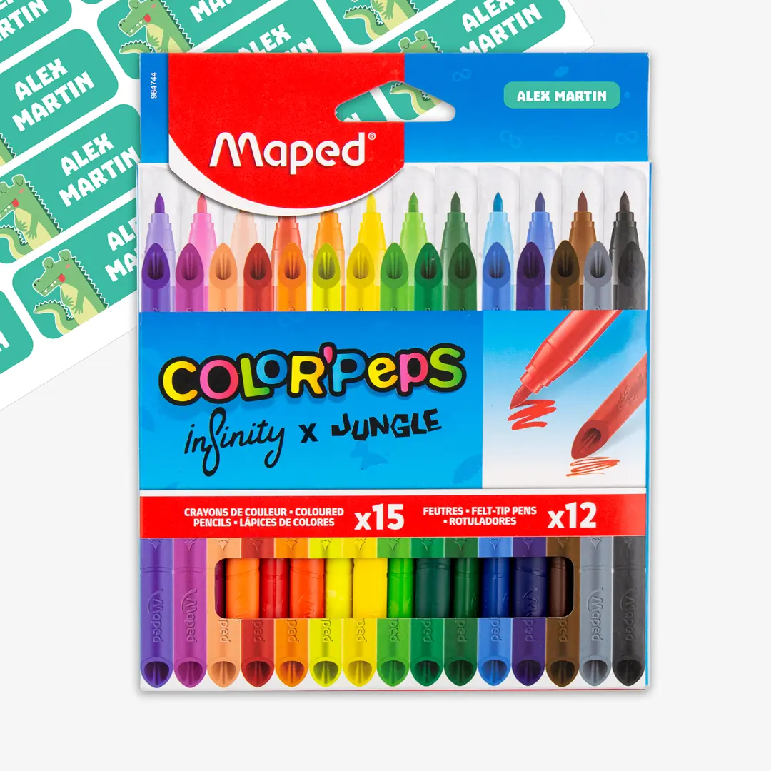 Colouring Case with 15 Infinity Pencils + 12 Jungle Markers – Maped Color’Peps