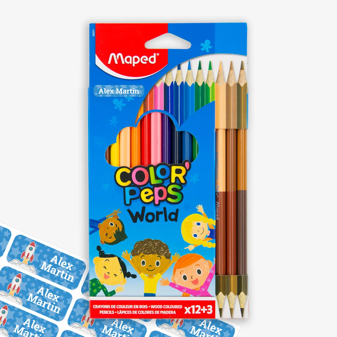 12 Colouring Pencils + 3 Duo Skin-Tone Pencils – Maped Color’Peps