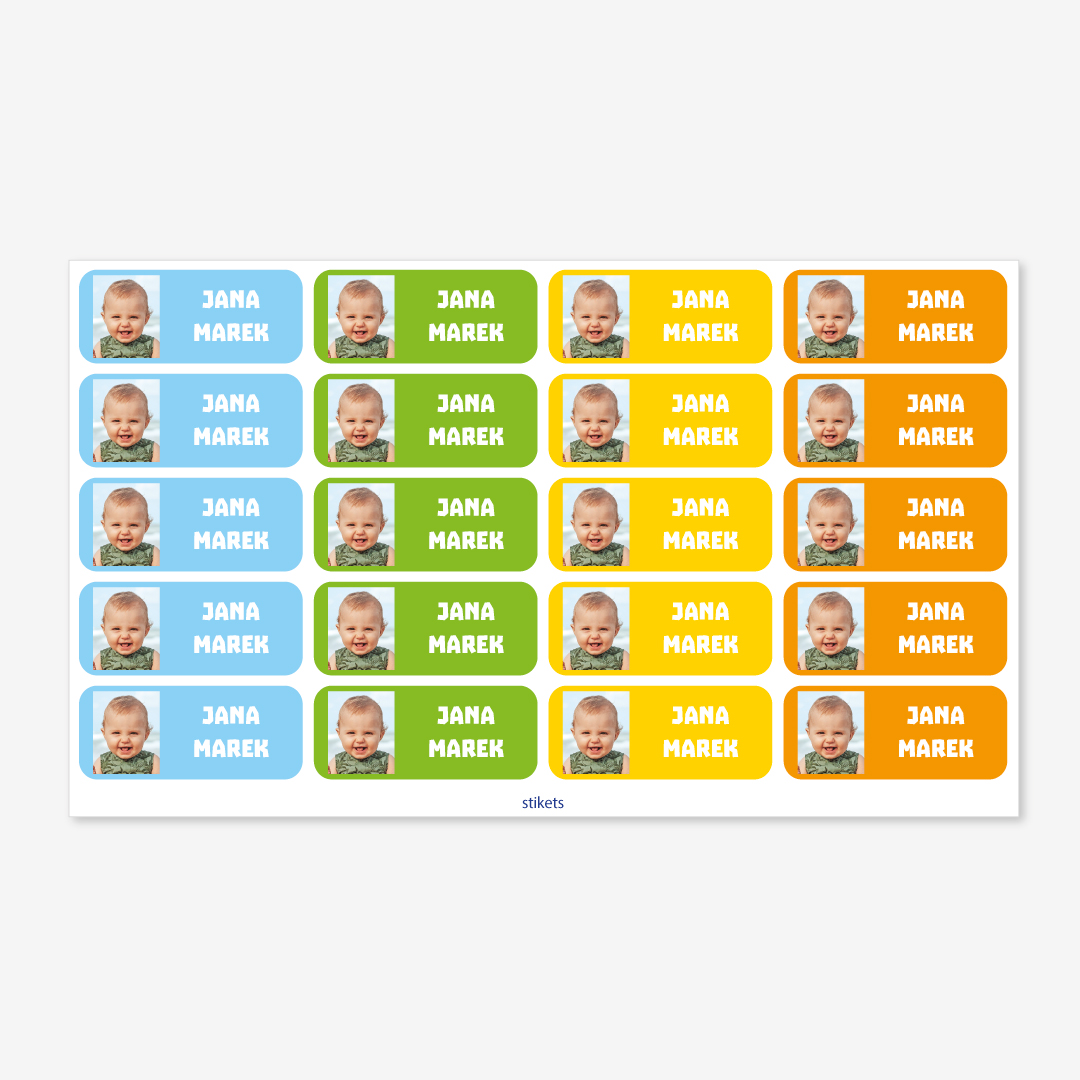 Střední samolepky se jménem a fotkou Střední samolepky se jménem a fotkou