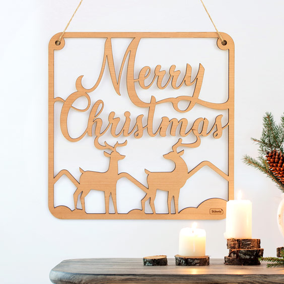 Big Wooden Merry Christmas Decoration