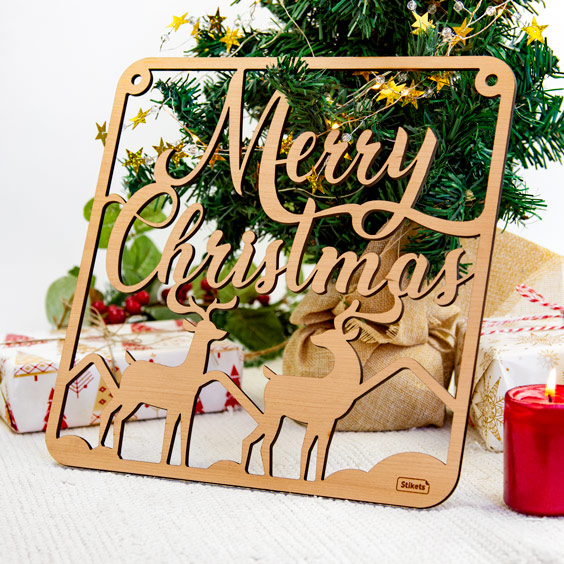 Big Wooden Merry Christmas Decoration