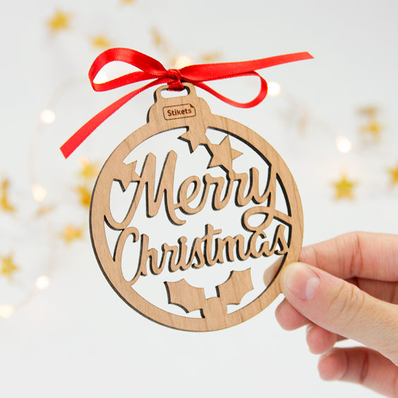 Merry Christmas Wooden Tree Ornament
