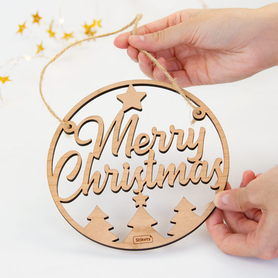 Small Wooden Merry Christmas Decoration