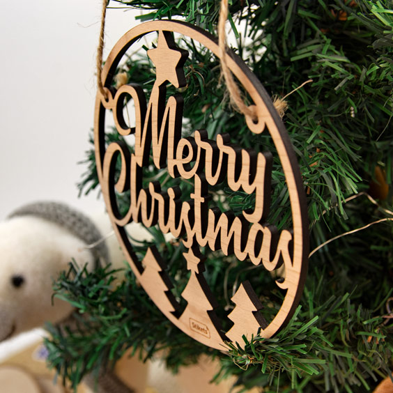 Namensschild aus Holz, Merry Christmas (klein)