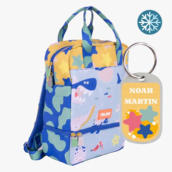 Motxilla infantil Milan Blue Odyssey amb compartiment isotèrmic personalitzable