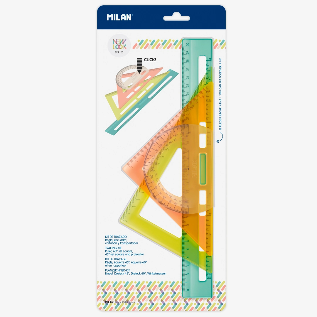 Kit 4 reglas de trazado transparentes MILAN