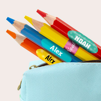 Etiketten voor schoolpennen en potloden