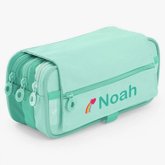 Green Personalised Three-zipper School Cases