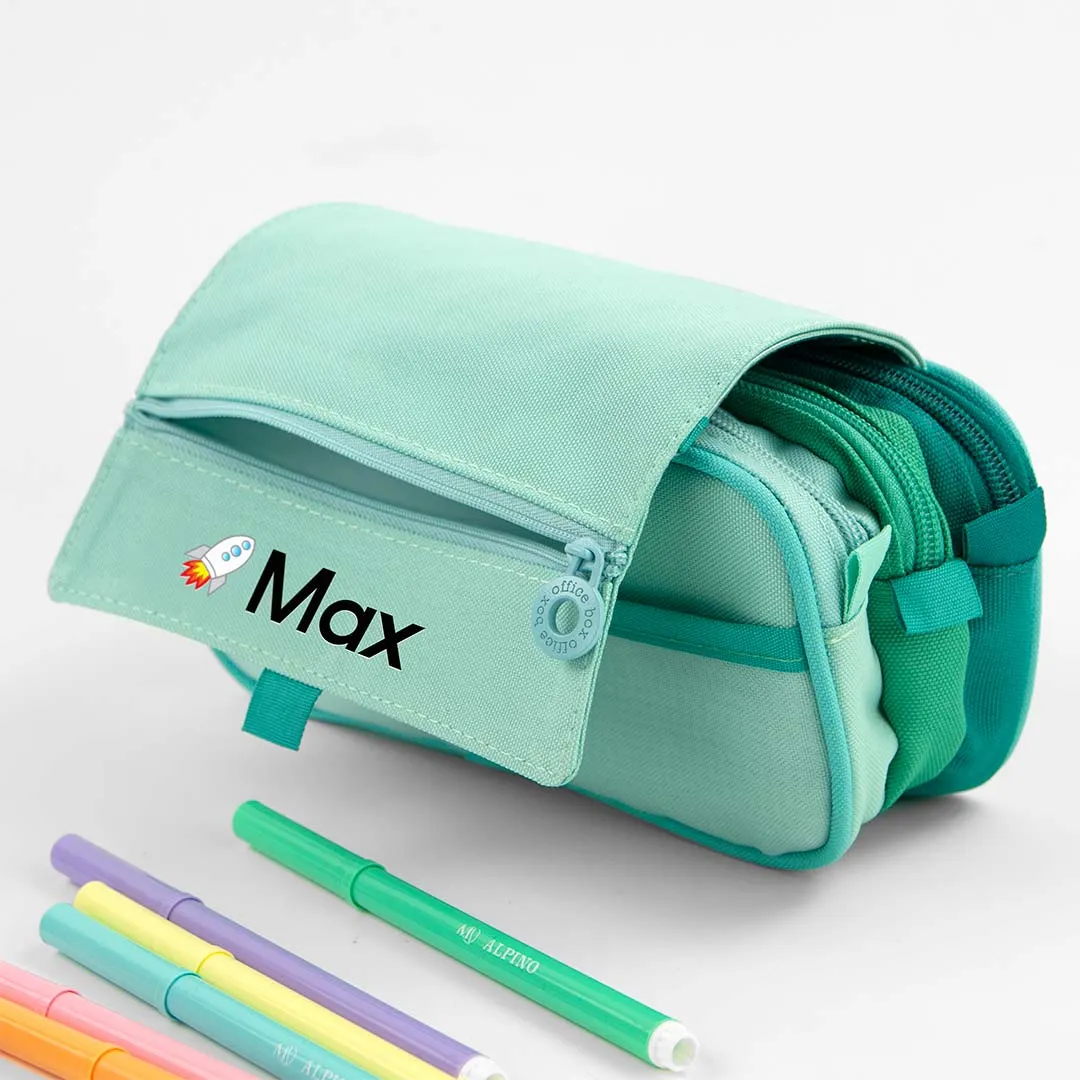 Personalized Triple Pocket Pencil Case