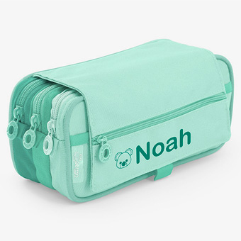 Green Personalised Three-zipper School Cases