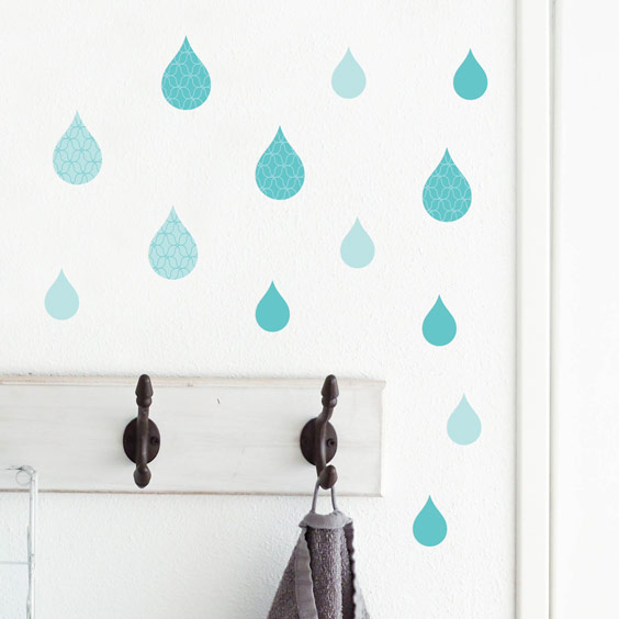 Mint rain drops wall stickers