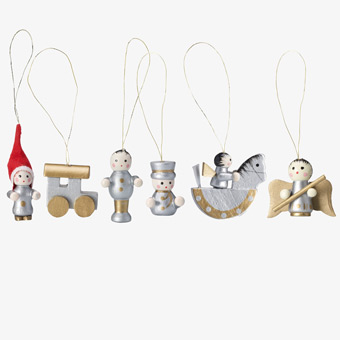 Set de 6 adornos de madera para el árbol de Navidad