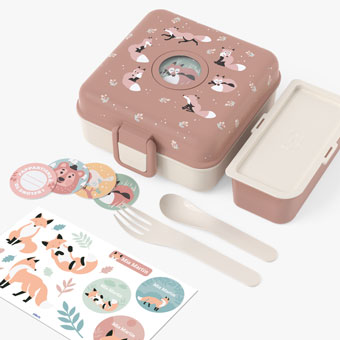 Personalised Cinnamon Fox Snacky Kids Lunch Box by Monbento