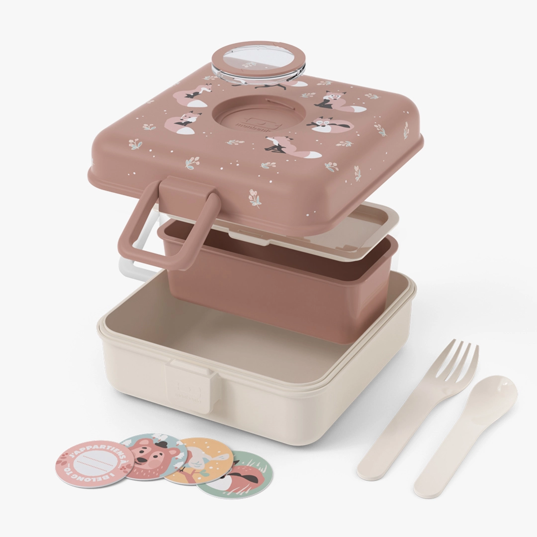 Personalised Cinnamon Fox Snacky Kids Lunch Box by Monbento