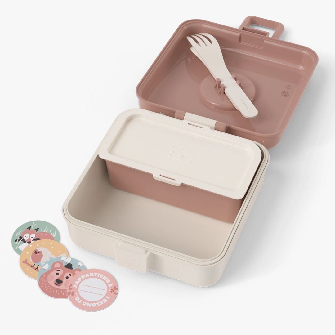 Personalised Cinnamon Fox Snacky Kids Lunch Box by Monbento