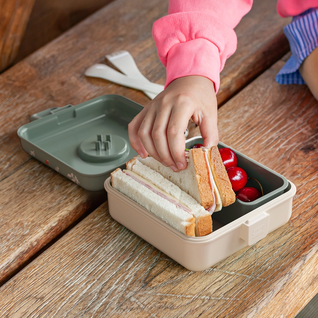 Personalised Green Raccoon Snacky Kids Lunch Box by Monbento