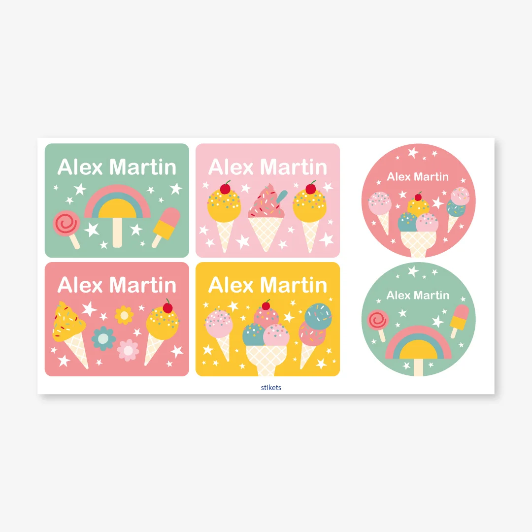 Themed labels for bottles and lunch boxes