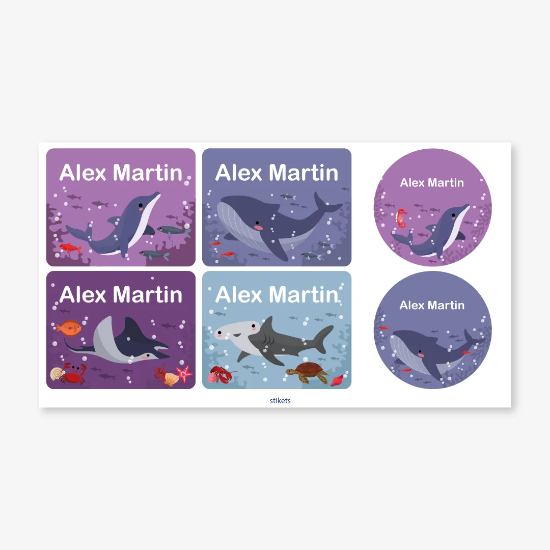Themed labels for bottles and lunch boxes