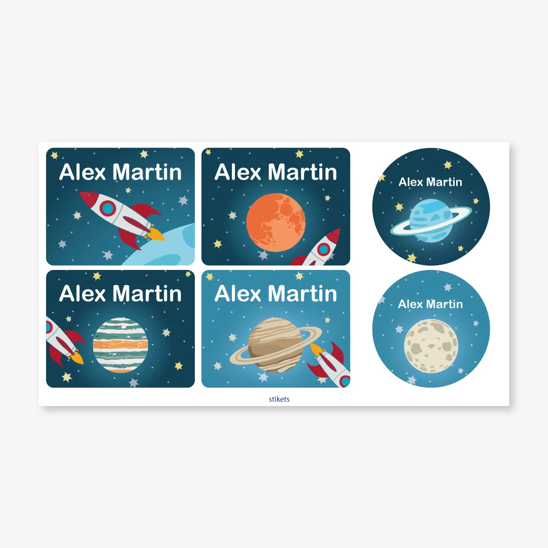 Themed labels for bottles and lunch boxes
