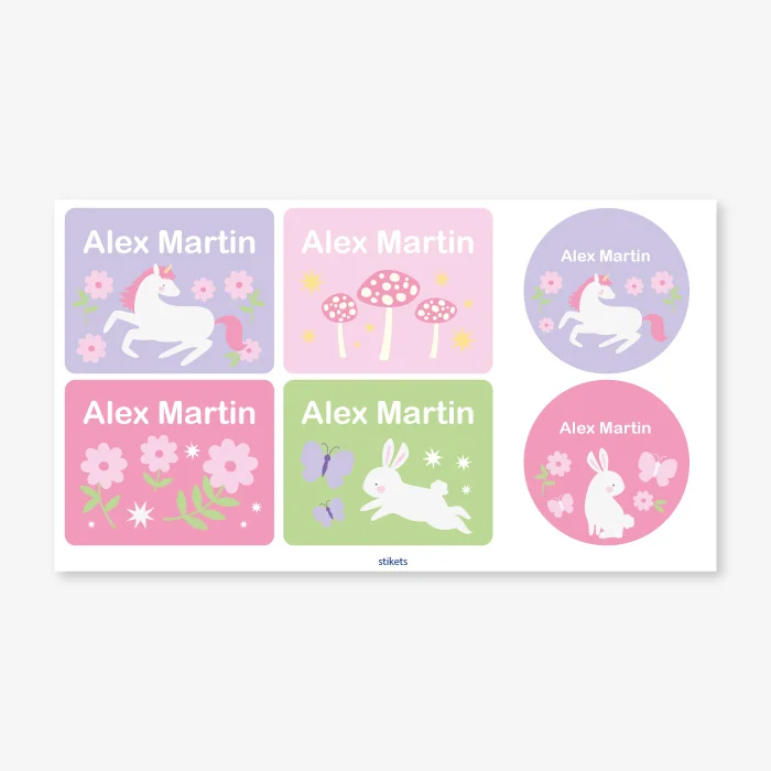 Themed labels for bottles and lunch boxes