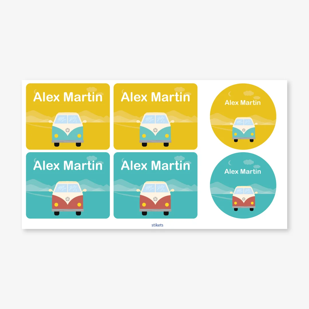 Themed labels for bottles and lunch boxes