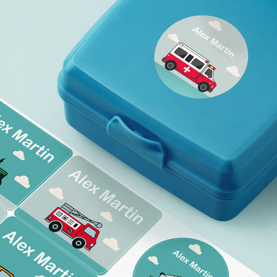 Themed labels for bottles and lunch boxes