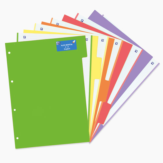 Oxford Strongline Dividers for Folders in Vivid Colors. 5 Pack