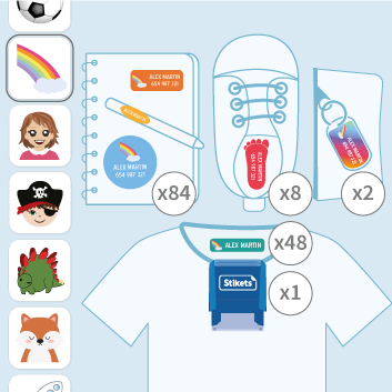 Etiquetas de plancha medianas de color para ropa - Pegalinas