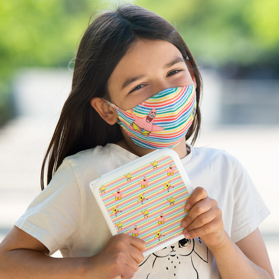 Pack Máscara e Caixa do Bob Esponja para crianças de 6 a 12 anos + 10 filtros