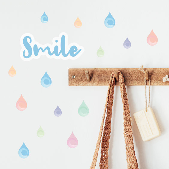 Pastel Colored Drops Wall Decals