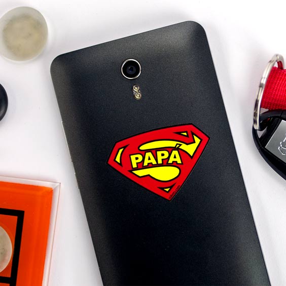 Pegatina Super Papa escudo para móvil