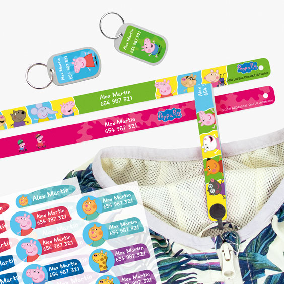 Cintas para colgar, etiquetas para ropa y Chapas para maletas de Peppa Pig