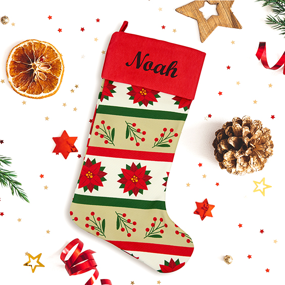 Personalised Textured Christmas Stocking with Name