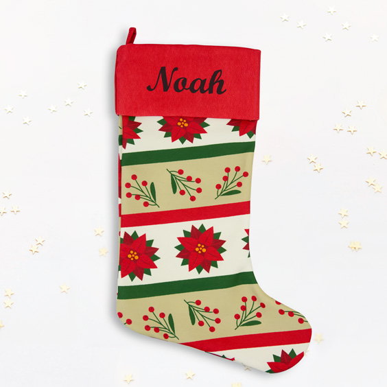 Custom Textured Christmas Stocking with Name