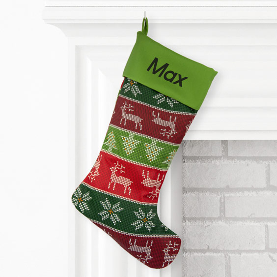 Custom Textured Christmas Stocking with Name